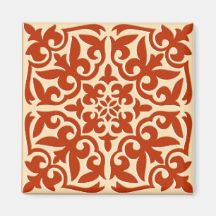 Marokkanische Fliese - korallenrote Orange und Magnet