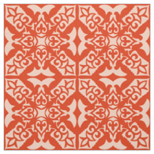 Marokkanische Fliese - korallenrote Orange und Stoff