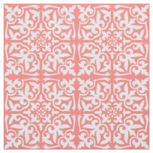 Marokkanische Fliese - korallenrotes rosa und Wei Stoff