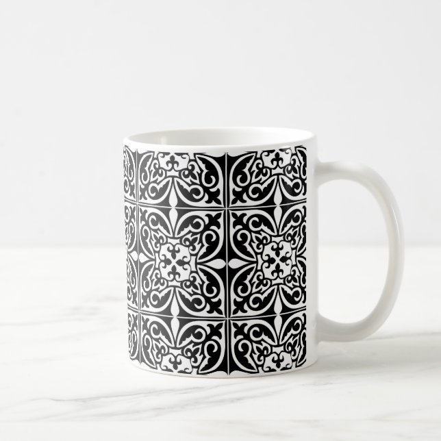 Marokkanische Fliese - Schwarzes mit weißem Tasse (Rechts)