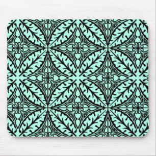 Marokkanische Fliesen - aquablau und schwarz Mousepad