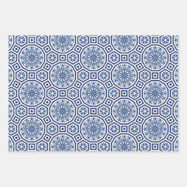 marokkanische Fliesen, blaue Fliesen, Multimedia-D Geschenkpapier Set