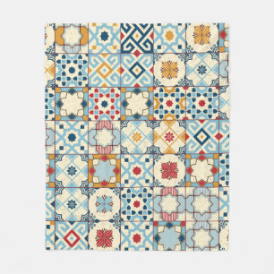 marokkanische Fliesen, buntes, nahtloses Muster. Fleecedecke