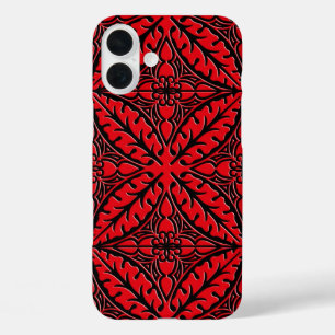 marokkanische Fliesen - dunkelrot und schwarz iPhone 16 Plus Hülle