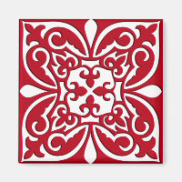 marokkanische Fliesen - dunkelrot und weiß