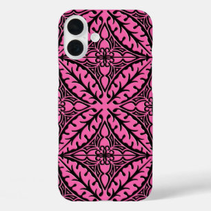 marokkanische Fliesen - fuchsienrosa und schwarz iPhone 16 Plus Hülle