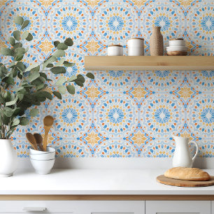 marokkanische Fliesen in blau-orangefarbenem Wasse