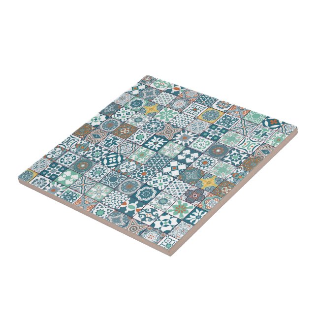 marokkanische Fliesen in Orange und Türkis (Seite)