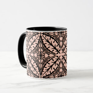 Marokkanische Fliesen - Pfirsich Rosa und Schwarz Tasse