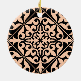 marokkanische Fliesen - pfirsisch-rosa und schwarz Keramik Ornament