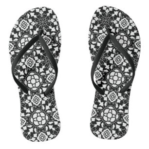marokkanische Fliesen, schwarz und weiß Flip Flops