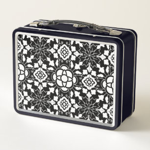 marokkanische Fliesen, schwarz und weiß Metall Lunch Box
