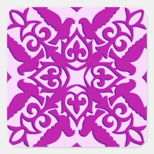 marokkanische Fliesen - tief orchid und rosa Quadratischer Aufkleber
