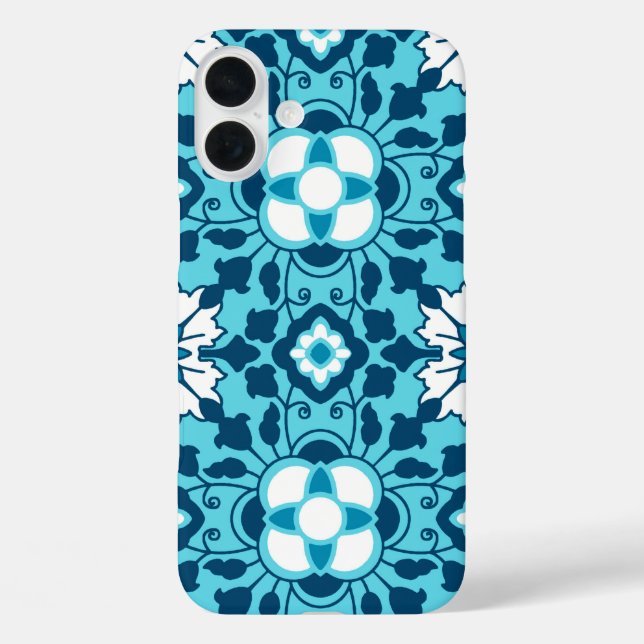 Marokkanische Flora, Indigo, Sky Blue und White Case-Mate iPhone Hülle (Rückseite)