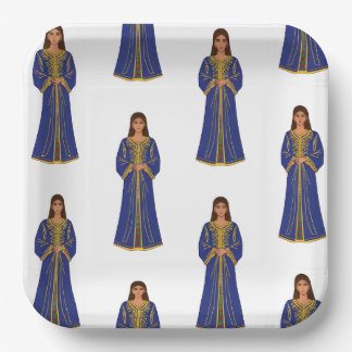 Marokkanische Frau in Motiv Caftan Pappteller