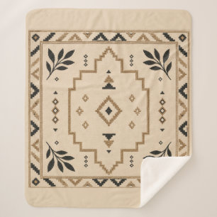 Marokkanische geometrische Boho-Beige-Sherpa-Decke Sherpadecke