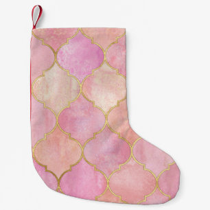 Marokkanische Goldline: Rosa Wasserfarbe Kleiner Weihnachtsstrumpf
