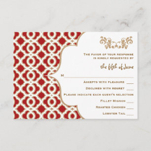Marokkanische Hochzeitskarten in Rot und Gold RSVP Karte