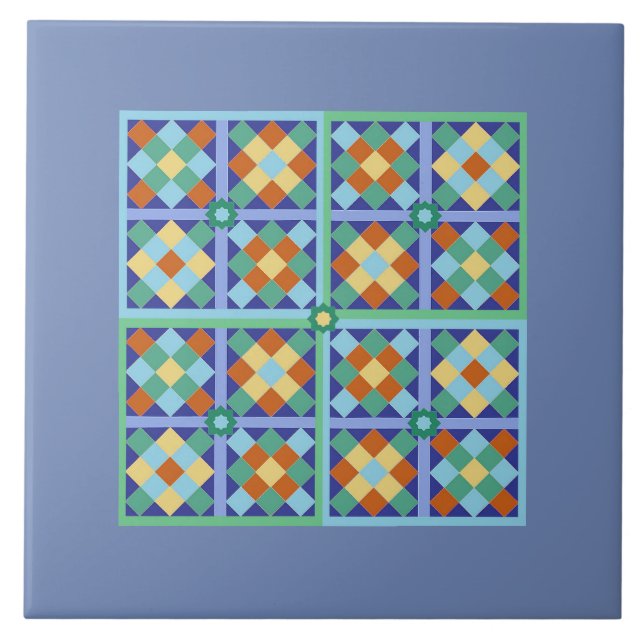 marokkanische Kachelblöcke aus blauem, aquamarinem Fliese (Vorderseite)