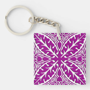 marokkanische Kacheln - Amethyste lila und weiß Schlüsselanhänger