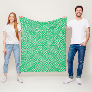 marokkanische Kacheln - Jadegrün und Weiß Fleecedecke