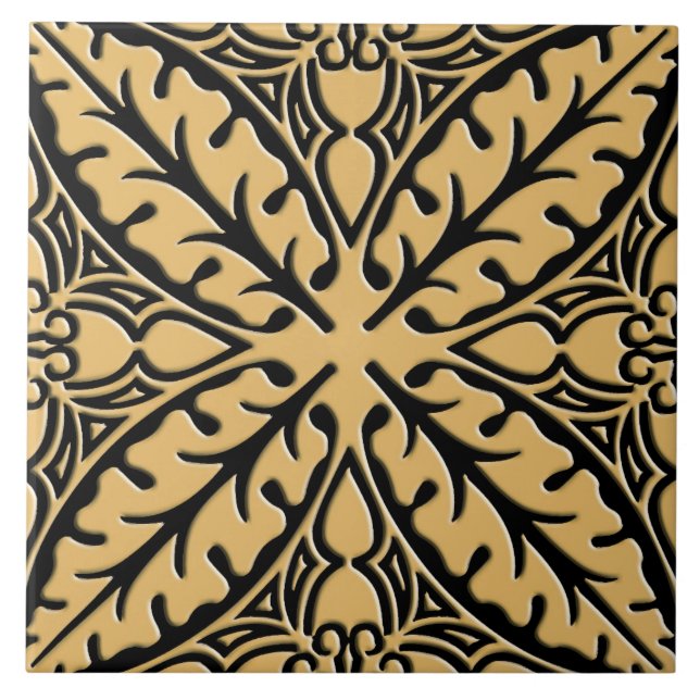 marokkanische Kacheln - Kamelbräune und Schwarz (Vorderseite)