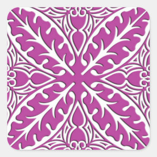 marokkanische Kacheln - orchid und weiß Quadratischer Aufkleber