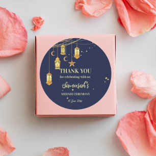 Marokkanische Laternen sternenförmig personalisier Runder Aufkleber