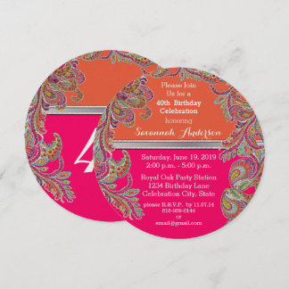 Marokkanische Mandarine-u. heißes Rosa-40. Einladung
