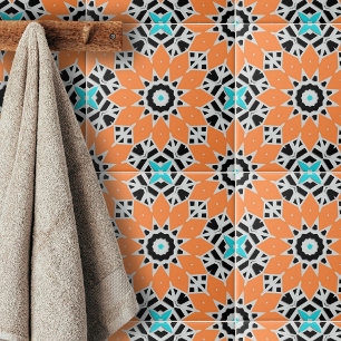 Marokkanische Motive aus weißem schwarzem Türkis Fliese