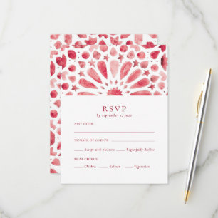 Marokkanische rote geometrische Fliesen-Mahlzeit-A RSVP Karte