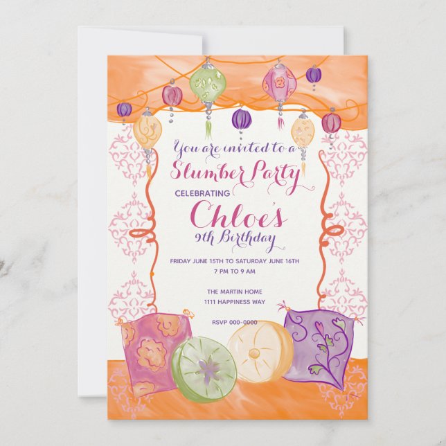 marokkanische Slumbre-Party Einladung (Vorderseite)