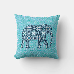 marokkanische Tile Elephant, Kobalt, Marine & Ligh Kissen