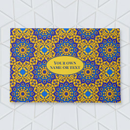 marokkanische Tile in Blau und Gelb mit eigenem Te Fußmatte