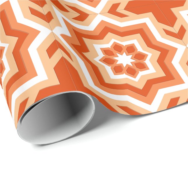 marokkanische Tile, Mandarin Orange und Light Oran Geschenkpapier (Rolleneckpunkt)