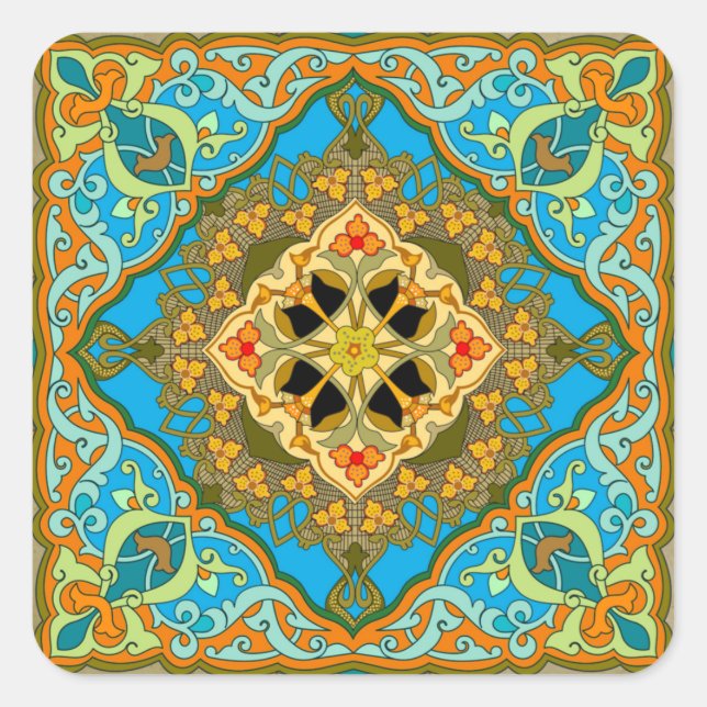 marokkanische Tile Quadratischer Aufkleber (Vorderseite)