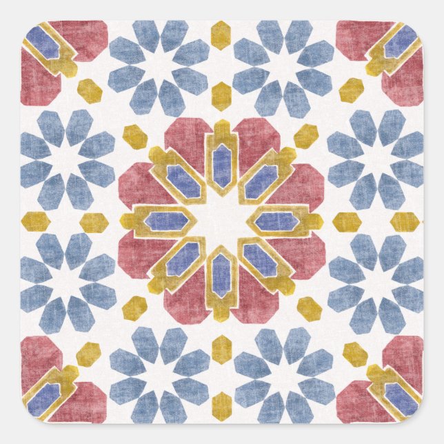 marokkanische Tile Quadratischer Aufkleber (Vorderseite)