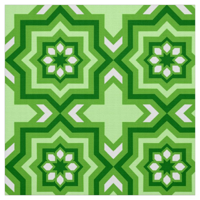 marokkanische Tile, Smaragd, Limette Grün und Weiß Stoff (Muster)