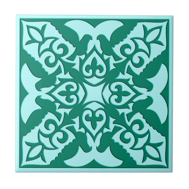 Marokkanische Tile, Türkis und Aqua Fliese (Vorderseite)