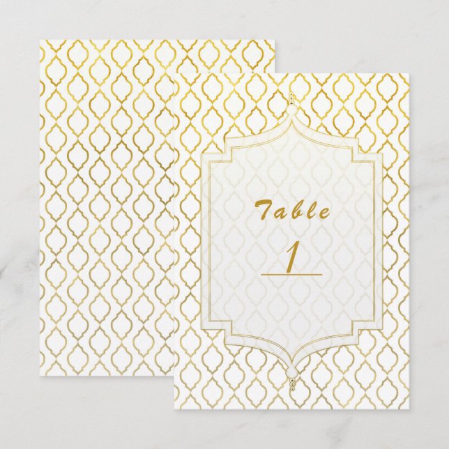 marokkanische Tischnummer des Golden & White Arabi (Vorne/Hinten)