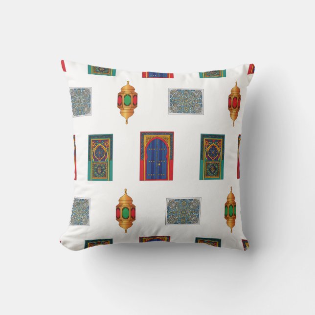 Marokkanische Türen und Lanterns Mosaik Kissen (Vorderseite)