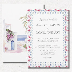 Marokkanische Zellige Tiles Watercolor Wedding Einladung