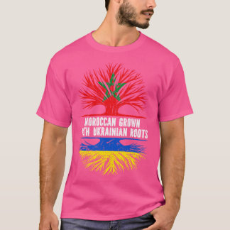 Marokkanischer Anbau mit ukrainischer Roots-Flagge T-Shirt