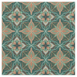 Marokkanischer Aquamariner Blumenstrauß Stoff