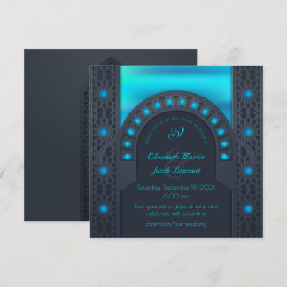 Marokkanischer Archway Blue Virtual Wedding Einladung