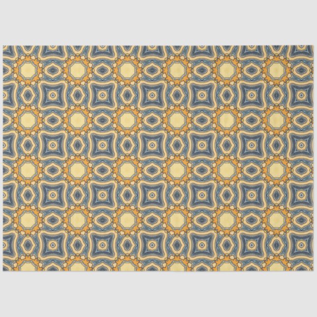 marokkanischer Fliesenboden in Blues und gelb deco Seidenpapier (Vorderseite)