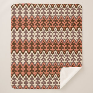 marokkanischer Ikat Damask, Brown, Cream Taupe & R Sherpadecke
