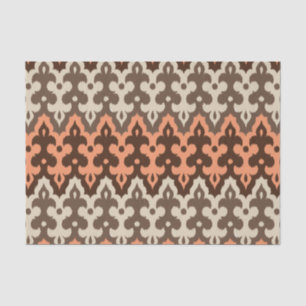 marokkanischer Ikat Damask, Brown, Taupe & Coral Seidenpapier