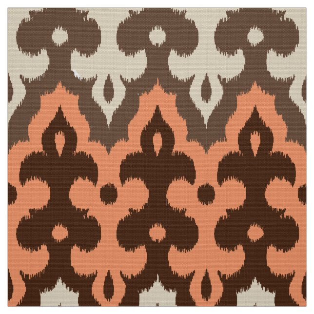marokkanischer Ikat Damask, Brown, Taupe & Coral Stoff (Muster)