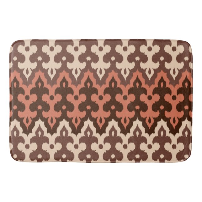marokkanischer Ikat Damask, Brown, Taupe & Rust Badematte (Vorderseite)